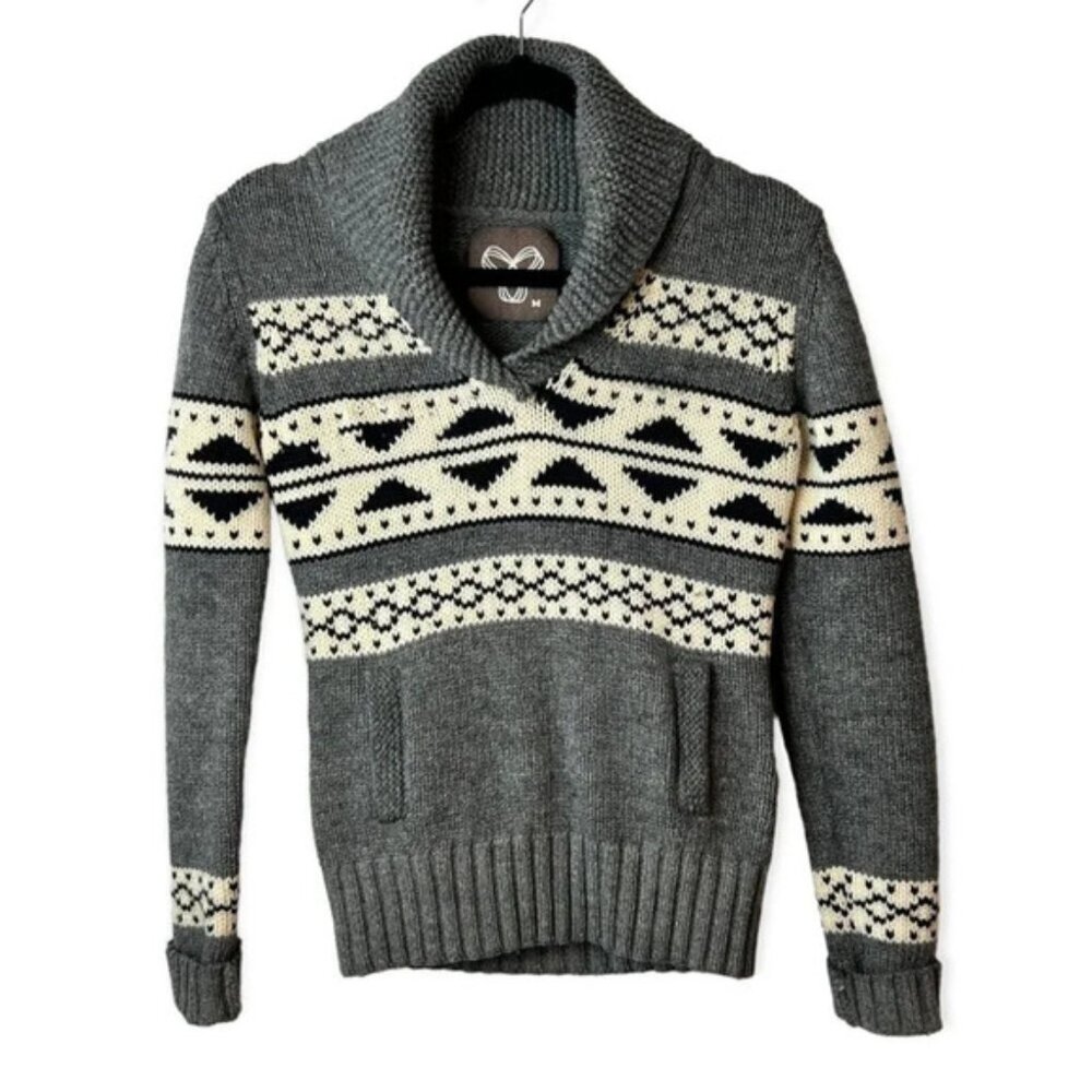 TNA Lambswool Pullover  Grey Knit Sweater